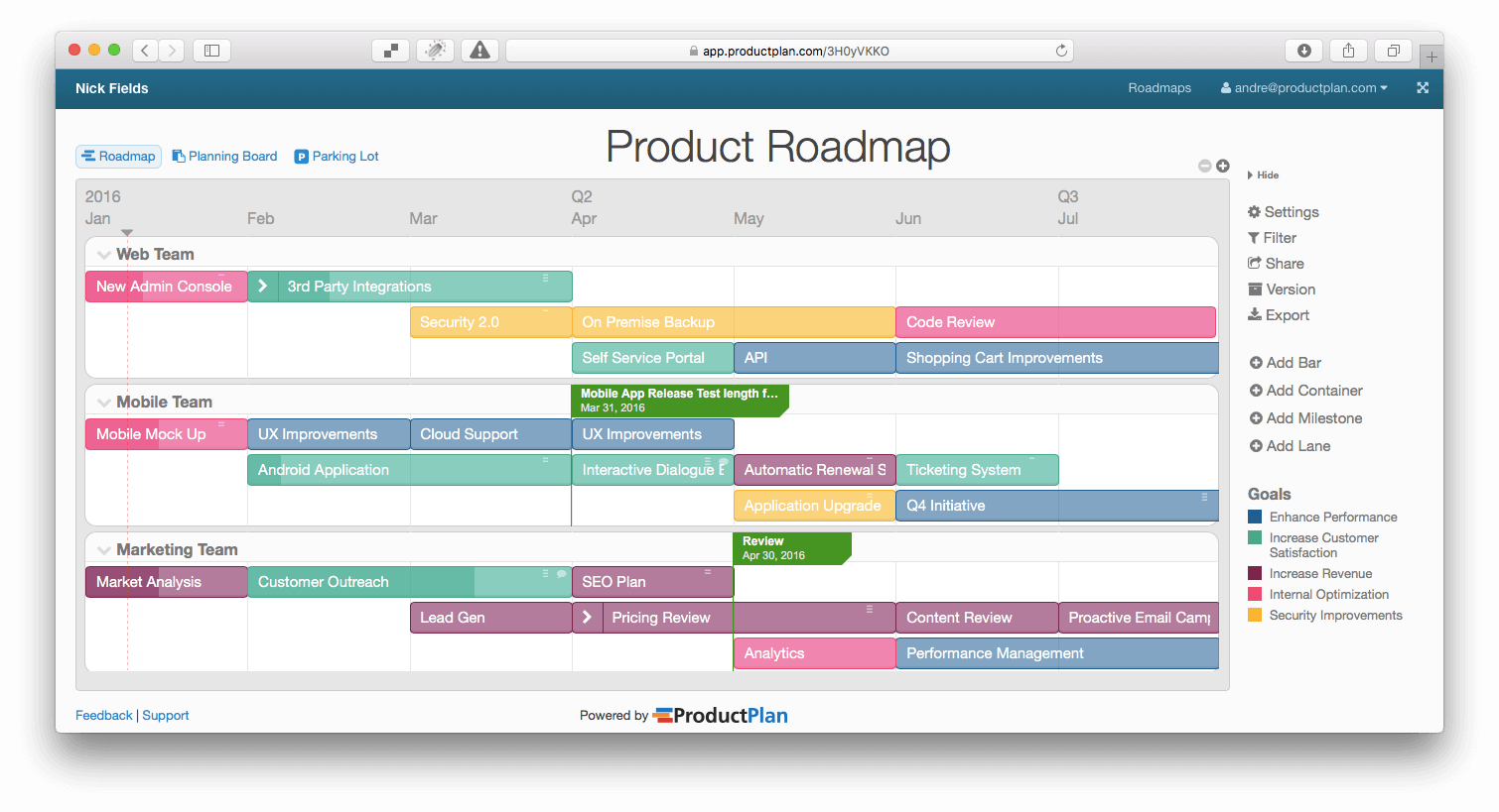 Product Roadmap Template