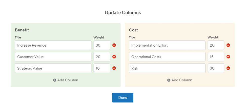 Prioritization Board | ProductPlan | ProductPlan vs. Roadmunk