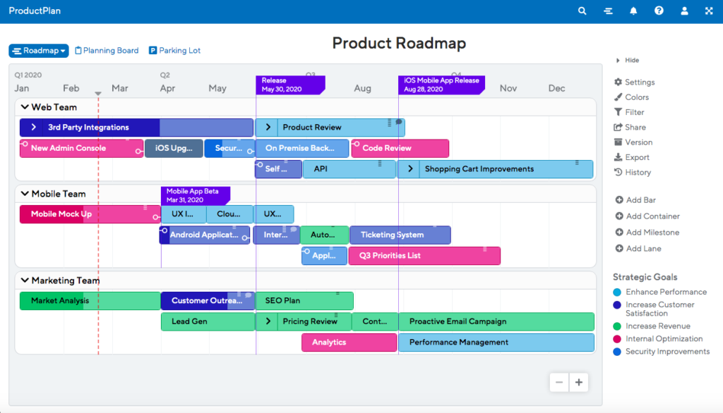 Product Roadmap Template by ProductPlan