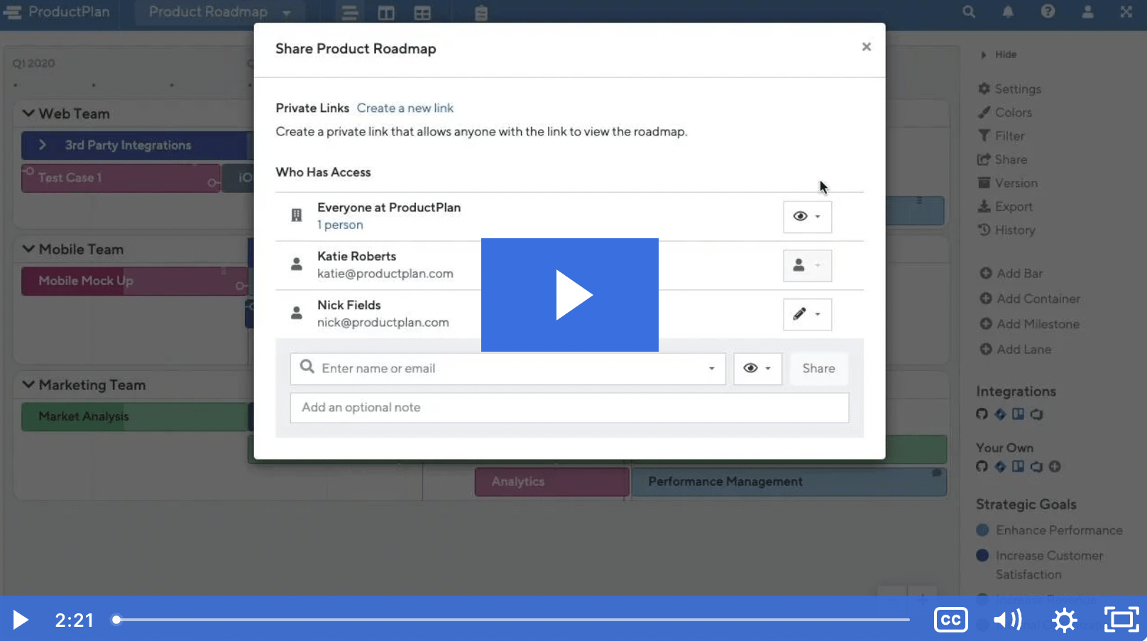 How to share your roadmaps in ProductPlan software
