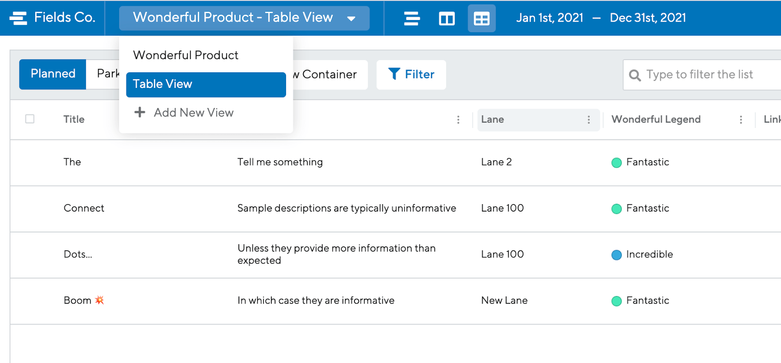 Navigate to the table from a custom view