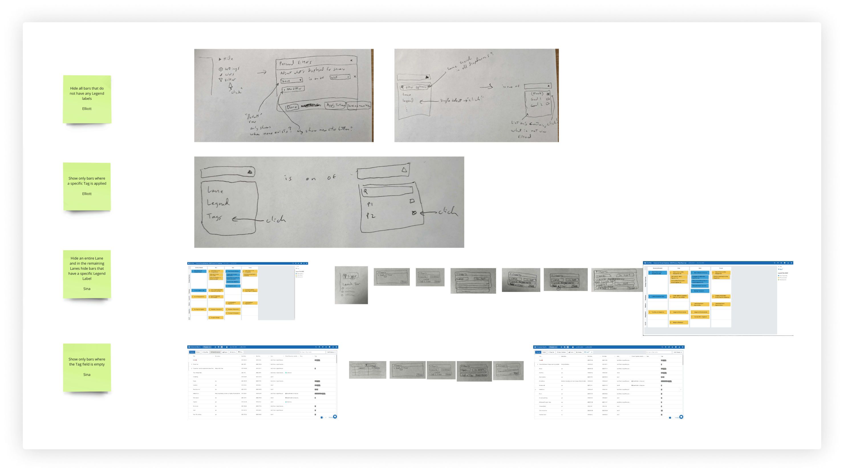 An image detailing some examples of drawing created during the Exploration phase of product design.