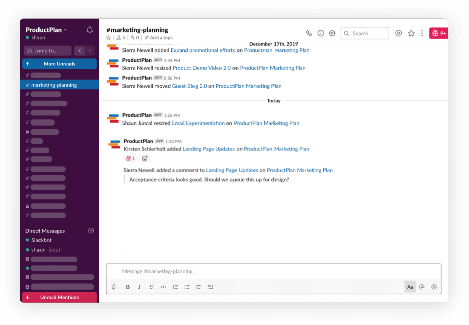 ProductPlan Slack Integration