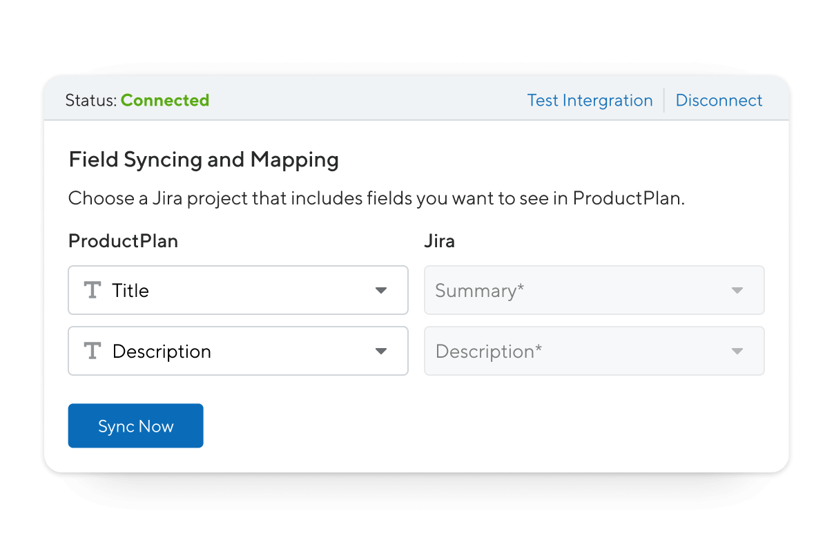 sync with Jira in ProductPlan