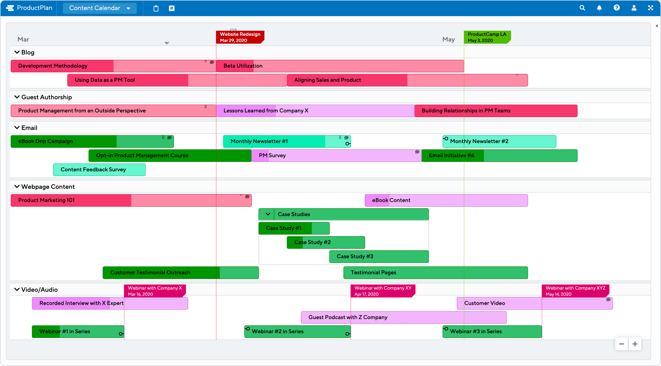 Content Calendar Template ProductPlan