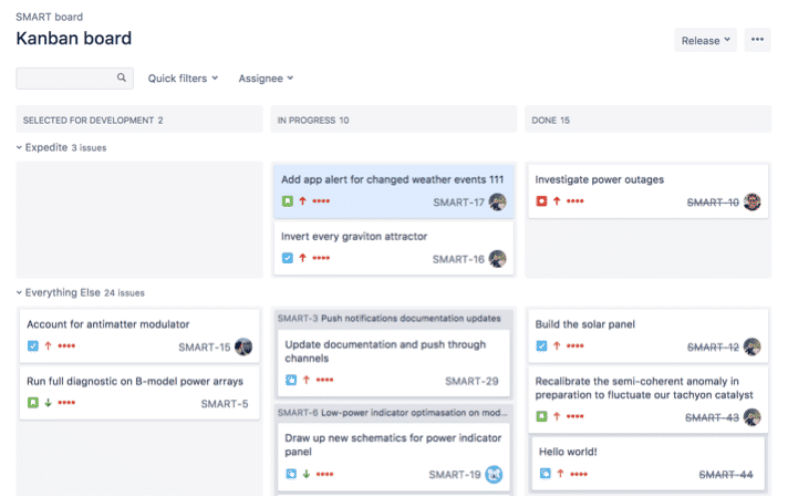 An example of kanban in Jira