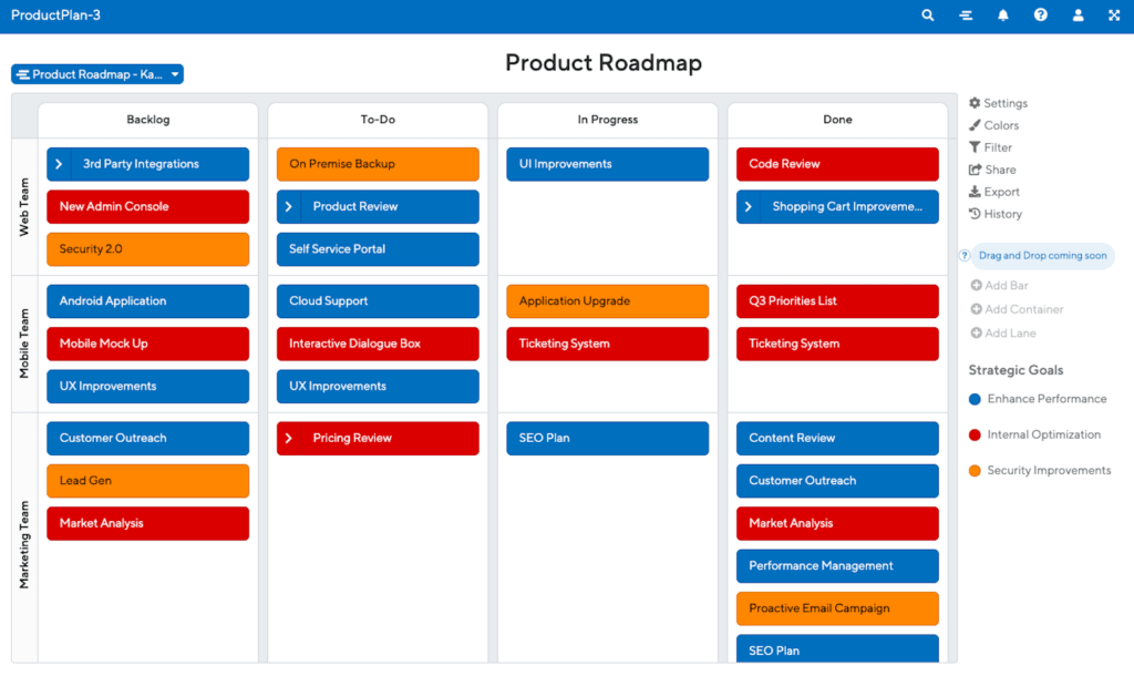 Product Roadmap List View